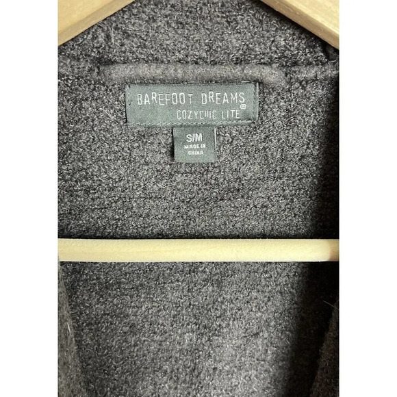 Barefoot Dreams CozyChic Lite Ribbed Robe Style BDWCL1552 Gray S|M Women’s - Picture 3 of 9